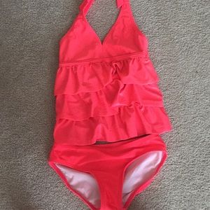 Coral girls bathing suit